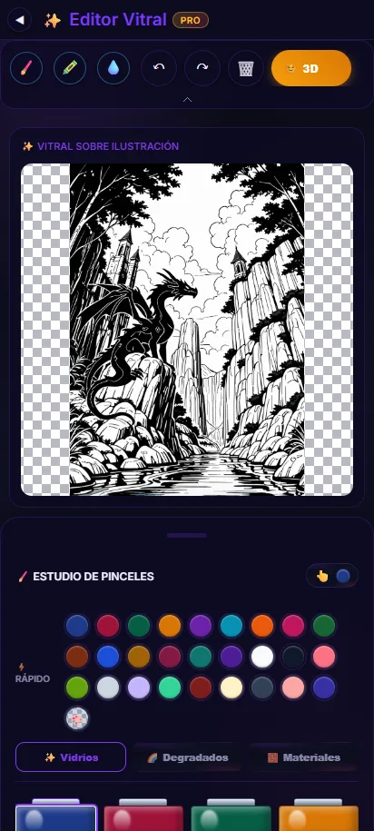 Editor de vitral coloreando una ilustración